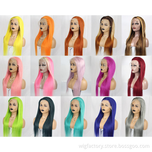 factory price brazilian lace frontal wigs,13*4 lace front wigs human hair color,highlight yellow straight lace frontal wig